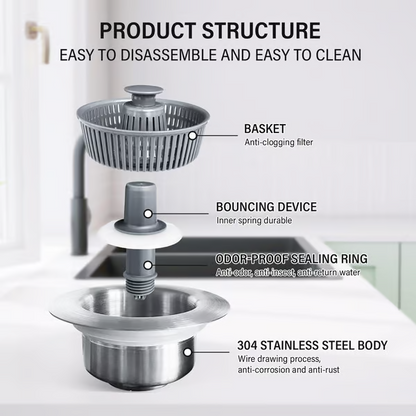 🔥Last Day Promotion 50% OFF♻️♻️♻️New Upgraded 3-in-1 Design Sink Elastic Core Sewer Filter